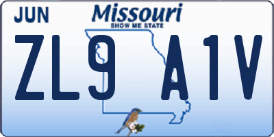 MO license plate ZL9A1V
