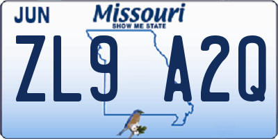 MO license plate ZL9A2Q
