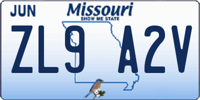 MO license plate ZL9A2V