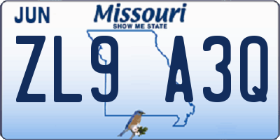 MO license plate ZL9A3Q