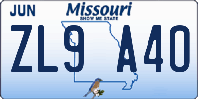 MO license plate ZL9A4O