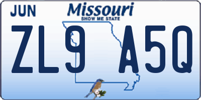 MO license plate ZL9A5Q