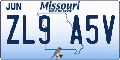 MO license plate ZL9A5V