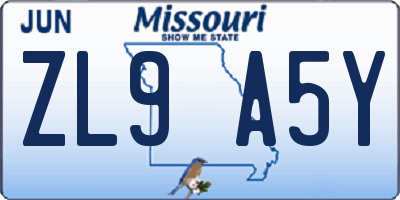 MO license plate ZL9A5Y