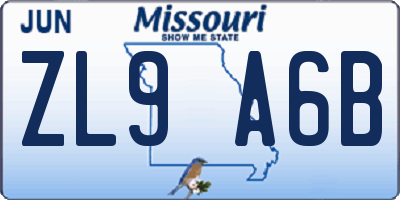 MO license plate ZL9A6B