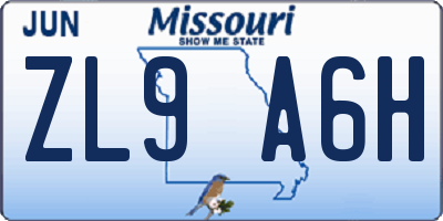 MO license plate ZL9A6H