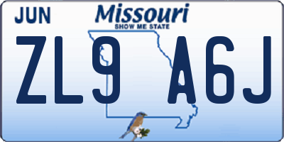 MO license plate ZL9A6J