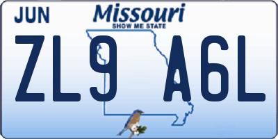 MO license plate ZL9A6L