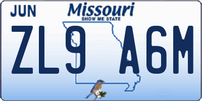 MO license plate ZL9A6M