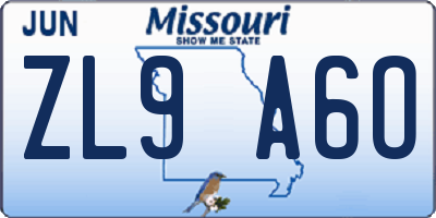 MO license plate ZL9A6O