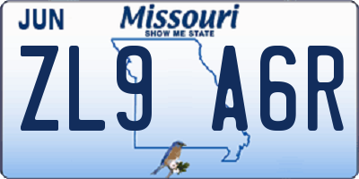 MO license plate ZL9A6R