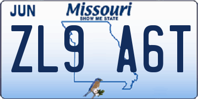 MO license plate ZL9A6T