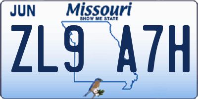 MO license plate ZL9A7H