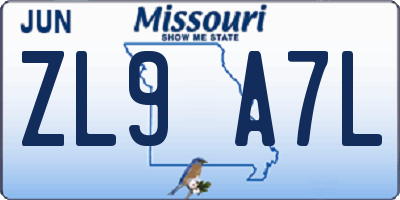 MO license plate ZL9A7L