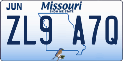 MO license plate ZL9A7Q