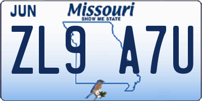 MO license plate ZL9A7U