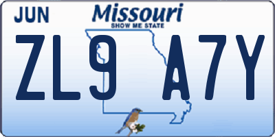 MO license plate ZL9A7Y
