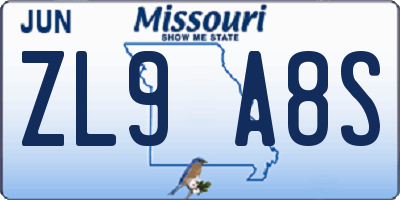 MO license plate ZL9A8S
