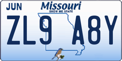 MO license plate ZL9A8Y
