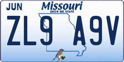 MO license plate ZL9A9V