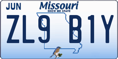 MO license plate ZL9B1Y