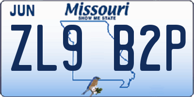 MO license plate ZL9B2P