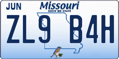 MO license plate ZL9B4H