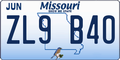MO license plate ZL9B4O