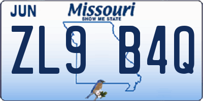 MO license plate ZL9B4Q