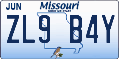 MO license plate ZL9B4Y