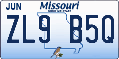 MO license plate ZL9B5Q