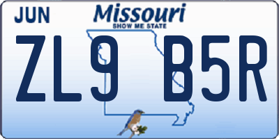 MO license plate ZL9B5R