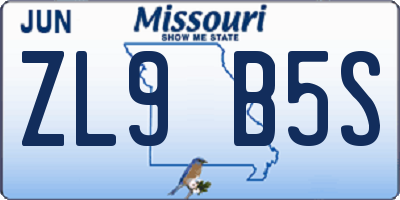 MO license plate ZL9B5S