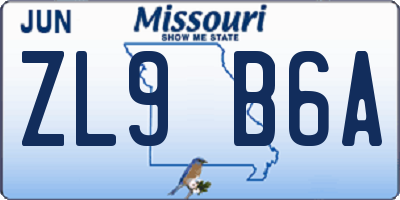 MO license plate ZL9B6A