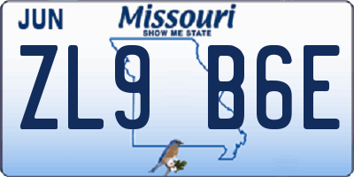 MO license plate ZL9B6E