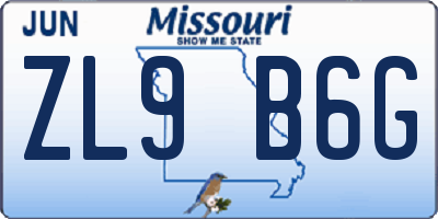 MO license plate ZL9B6G