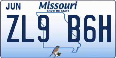 MO license plate ZL9B6H