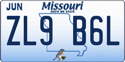 MO license plate ZL9B6L