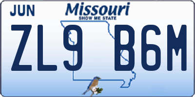 MO license plate ZL9B6M