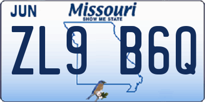 MO license plate ZL9B6Q