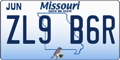 MO license plate ZL9B6R