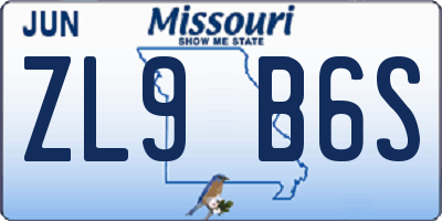 MO license plate ZL9B6S