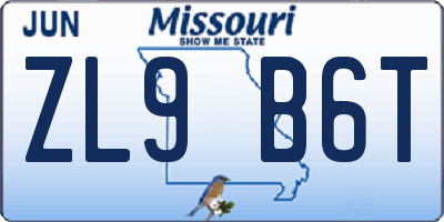 MO license plate ZL9B6T