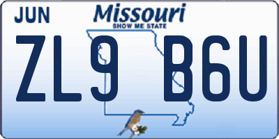 MO license plate ZL9B6U