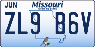 MO license plate ZL9B6V