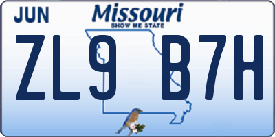 MO license plate ZL9B7H