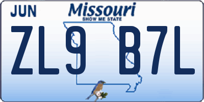 MO license plate ZL9B7L