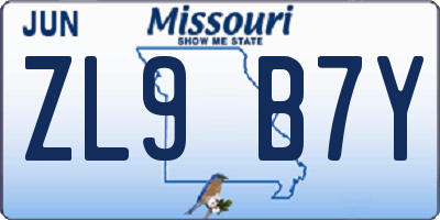 MO license plate ZL9B7Y