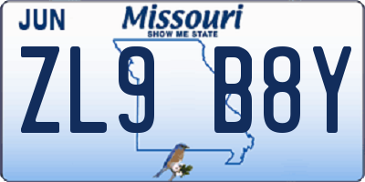 MO license plate ZL9B8Y