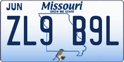 MO license plate ZL9B9L